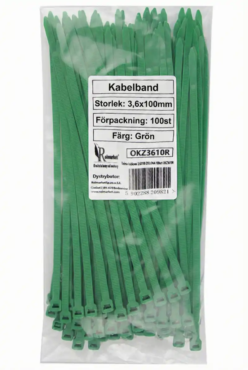 Förpackning med 100 st gröna buntband