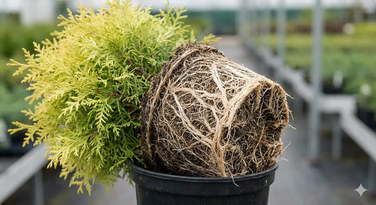 Thuja Brabant krukodlad friskt rotsystem i kruka
