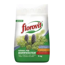 Florovit barrväxtgödsel 5kg idealiskt för långa thujahäckar och stora barrträd.