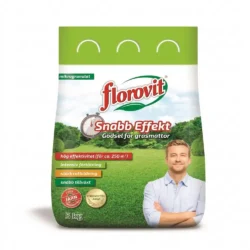 Florovit gräsmattegödsel Snabb Effekt 5kg säck för en tät och intensivt grön gräsmatta.